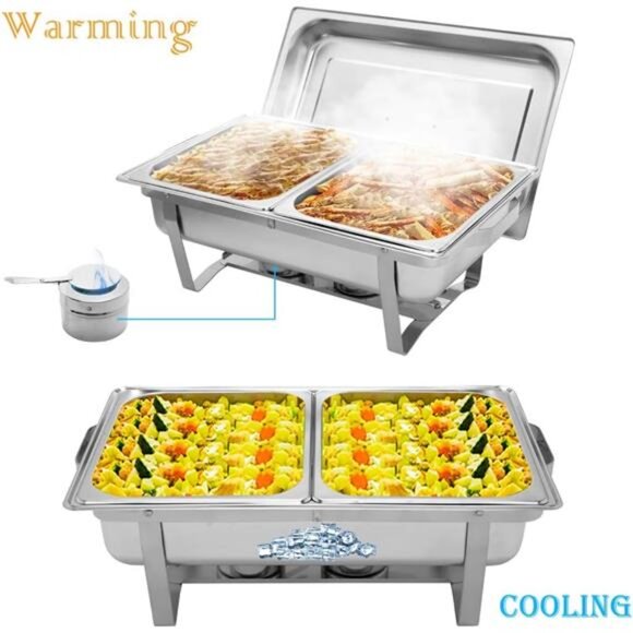 8 Quart Chafing Dish Buffet Set, NSF Stainless Steel Catering Serve Chafer - Picture 3 of 7